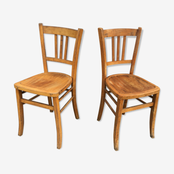 Paire de chaises bistrot en bois courbé vintage