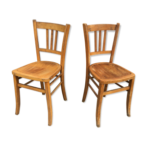 Paire de chaises bistrot en bois courbé vintage