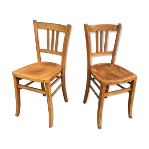 Paire de chaises bistrot en bois