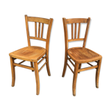 Paire de chaises bistrot en bois courbé vintage