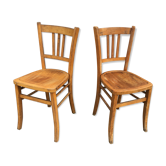 Pair of vintage curved wooden bistro chairs