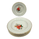 Set of 8 plates + 1 vintage oval dish Moulin des Loups Champêtre red