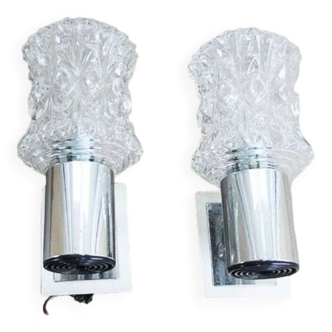 2 old sconces in chrome & glass targetti style