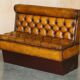 Pair of Victorian Chesterfield pub benches in leather.