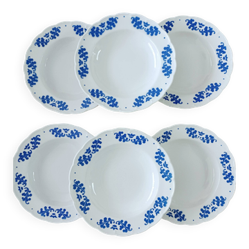 6 assiettes creuses Boch feuilles de chêne