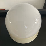 Vintage 1970s opaline glass globe wall sconce
