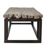 Guyuan – Coffee table in ancient elm with a metal structure no. 1