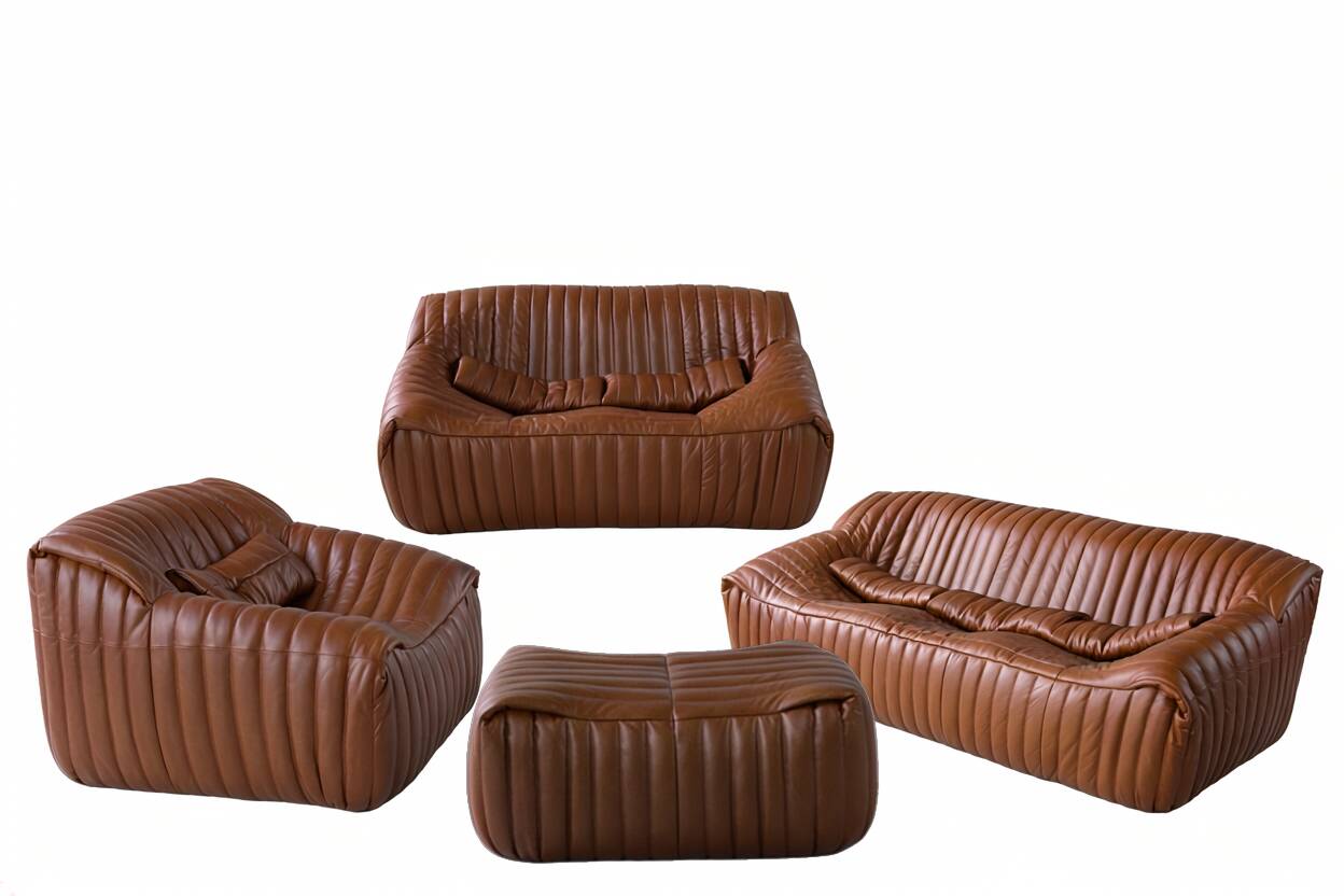 Sandra Set by Annie Hieronimus for Cinna –Cognac Brown Leather