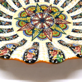 Ancien plat sur pied signé Pesaro Italia années 20 multicolore