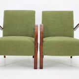 1940s Pair of Restored  Art Deco Armchairs in Boucle , Czechoslovakia