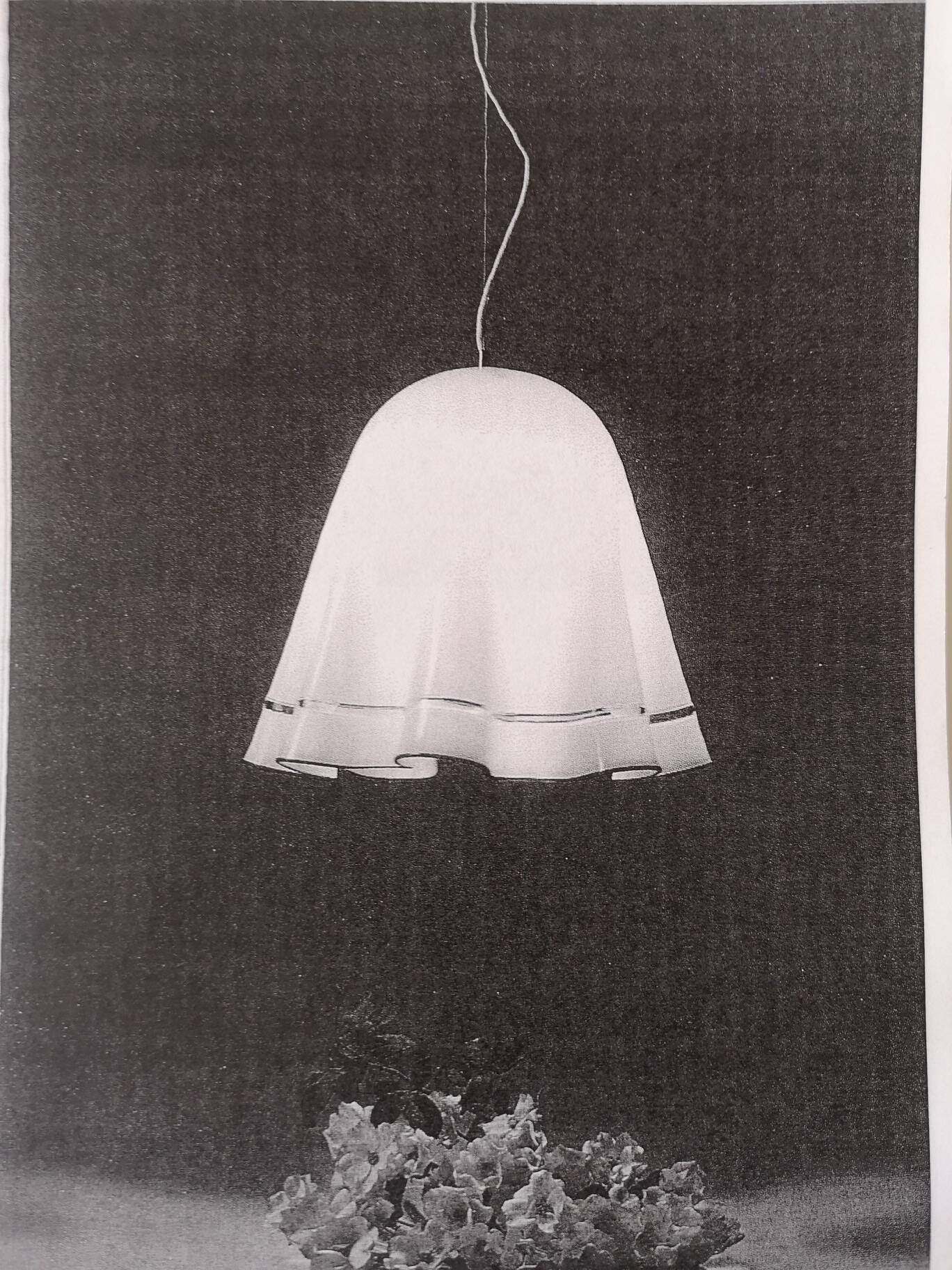 White Blown Glass Pendant Mod. Zenda by Luciano Vistosi, Italy