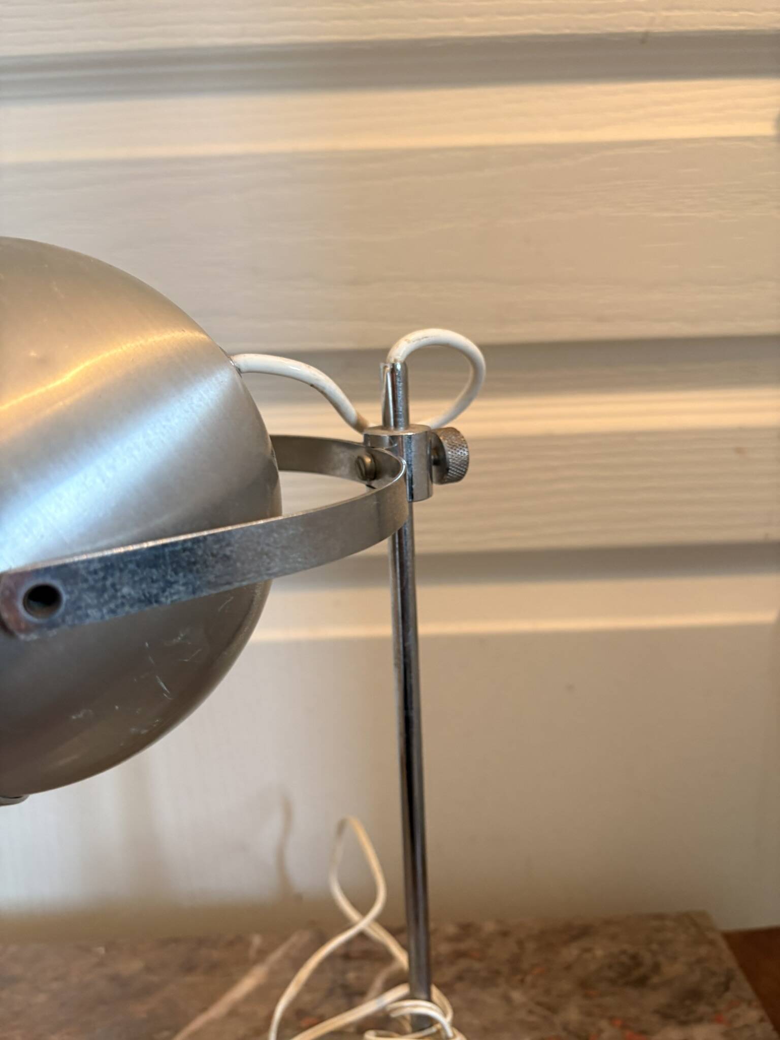 Old Vintage Retro Industrial Silver Metal Eyeball Lamp