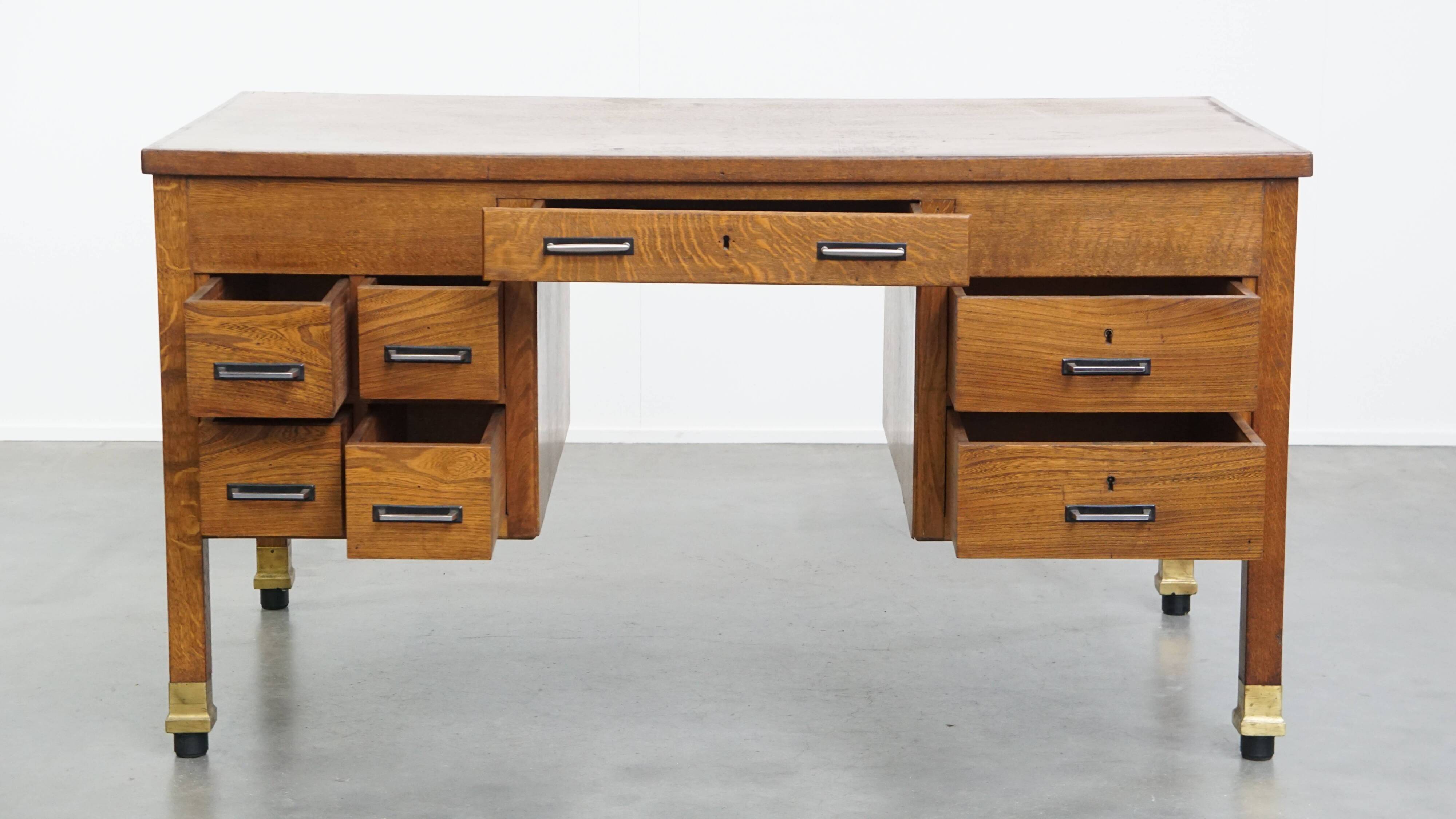 Bureau Art Déco en chêne ancien du début du XXe siècle