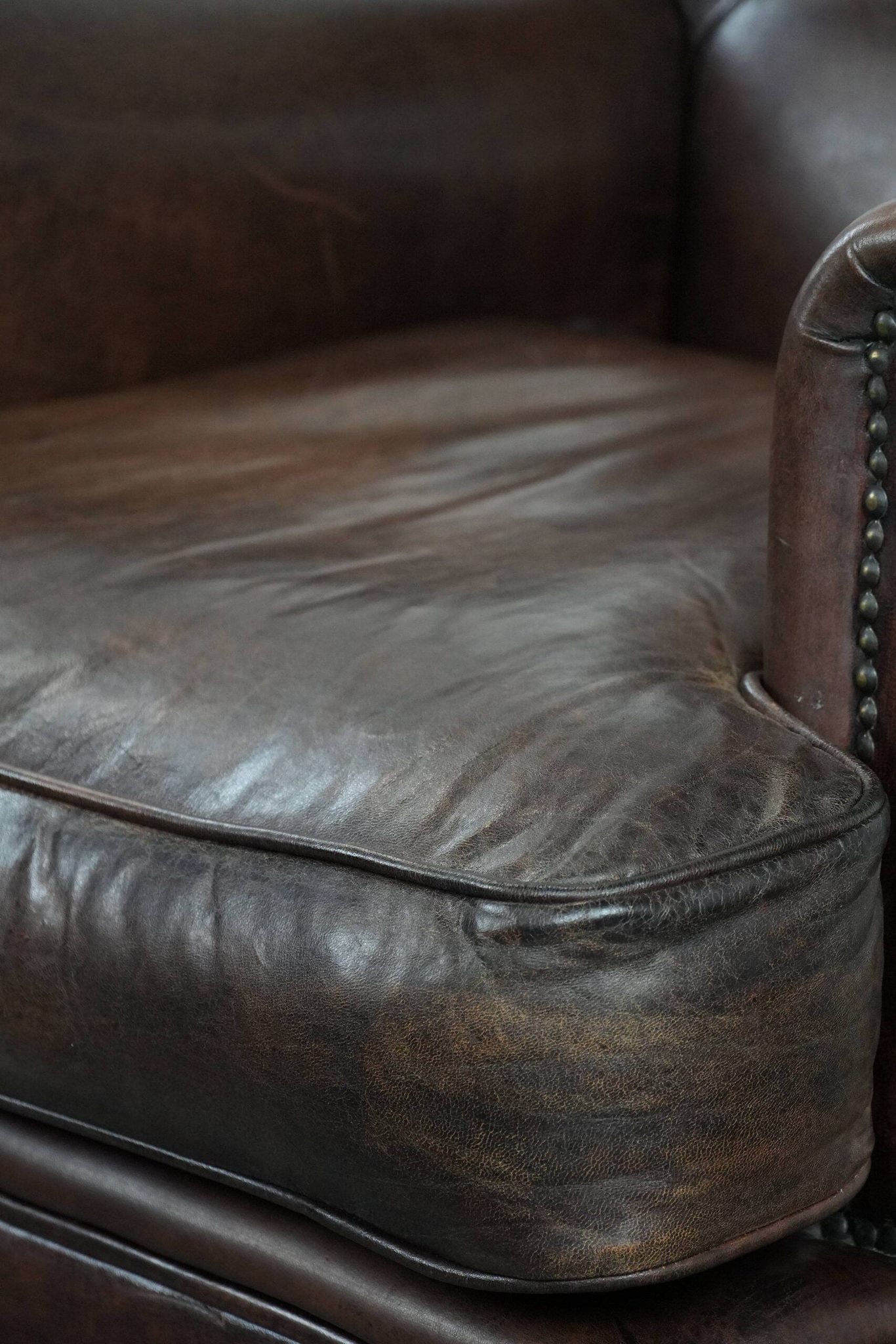 Beautiful Characterful Sheep Leather Armchair with a Deep Colour