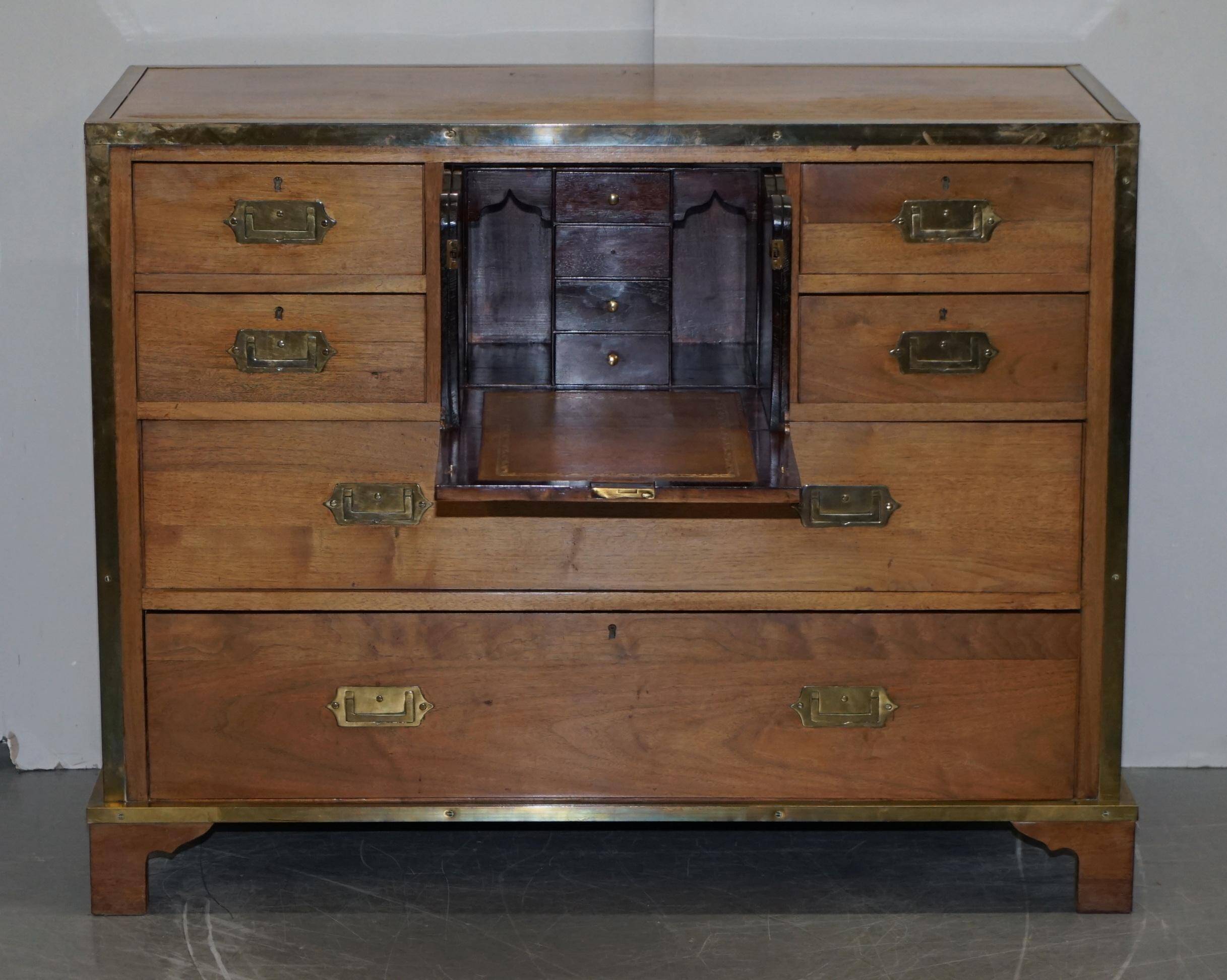 Military commode in solid oak and brass circa 1880