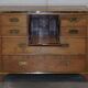 Military commode in solid oak and brass circa 1880