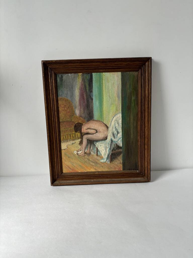 Painting "Nude influenced by Degas" 1960 France signed Jacques Galey