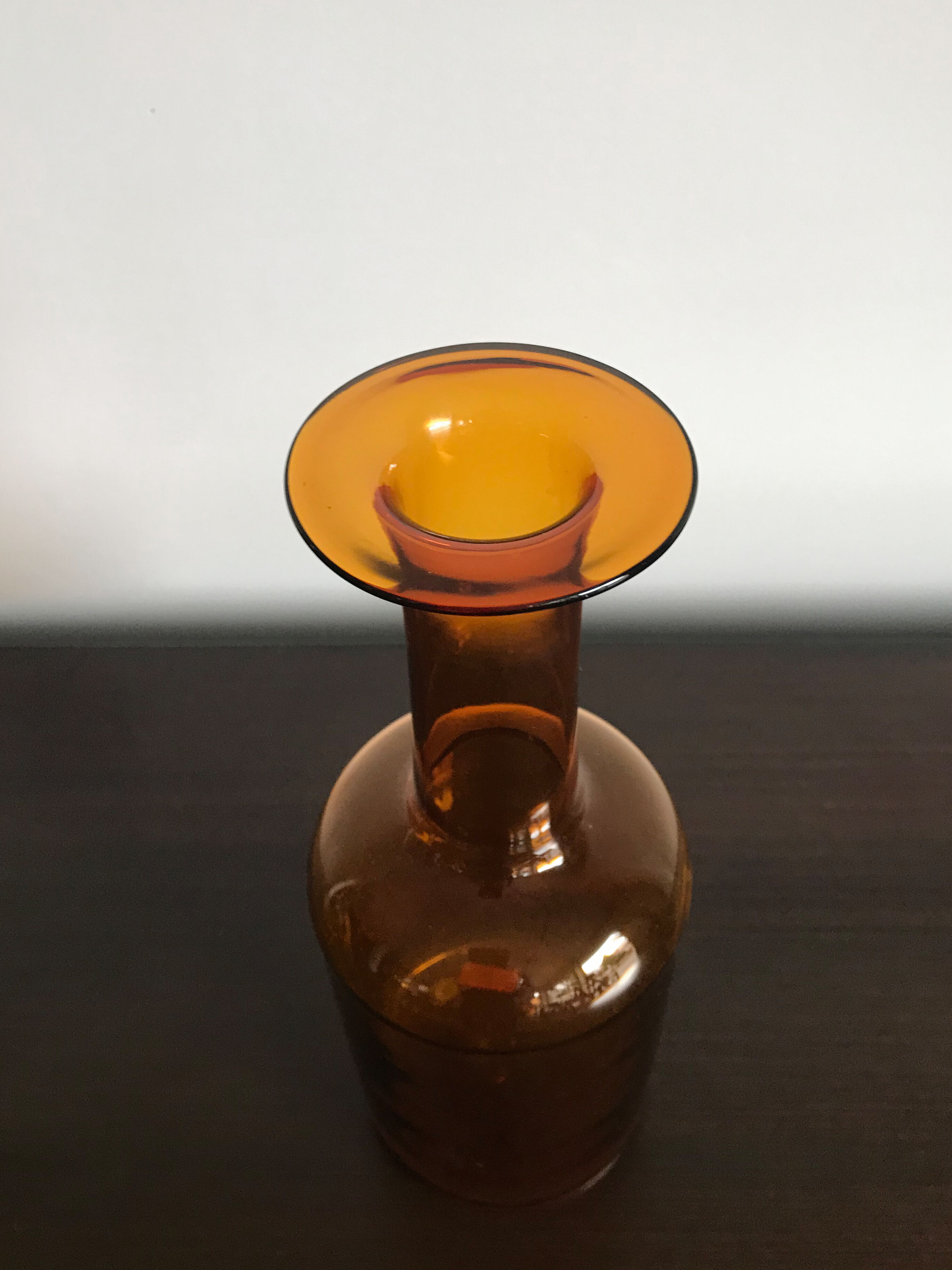 Otto Brauer for Holmegaard scandinavian yellow glass vase, 1960s