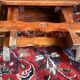 Pair of vintage folding wooden stools from Tyrol mountain