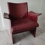 Bordeaux leather armchair by Tito Agnoli for Matteo Grassi, Italy