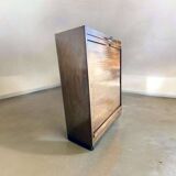 Vintage wooden compartment cabinet with rolling shutter
