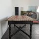 Louis XIII style table in blackened wood and tapestry