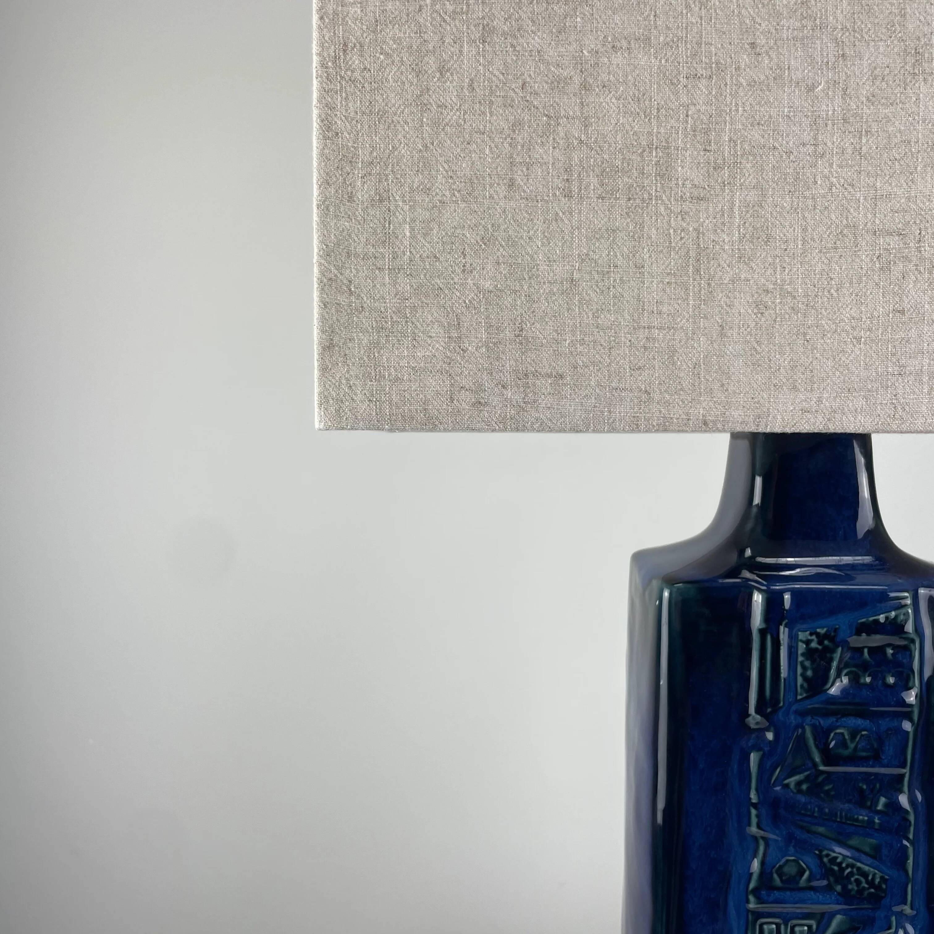 Danish blue ceramic table lamp by Désirée Stentoj, 1960.