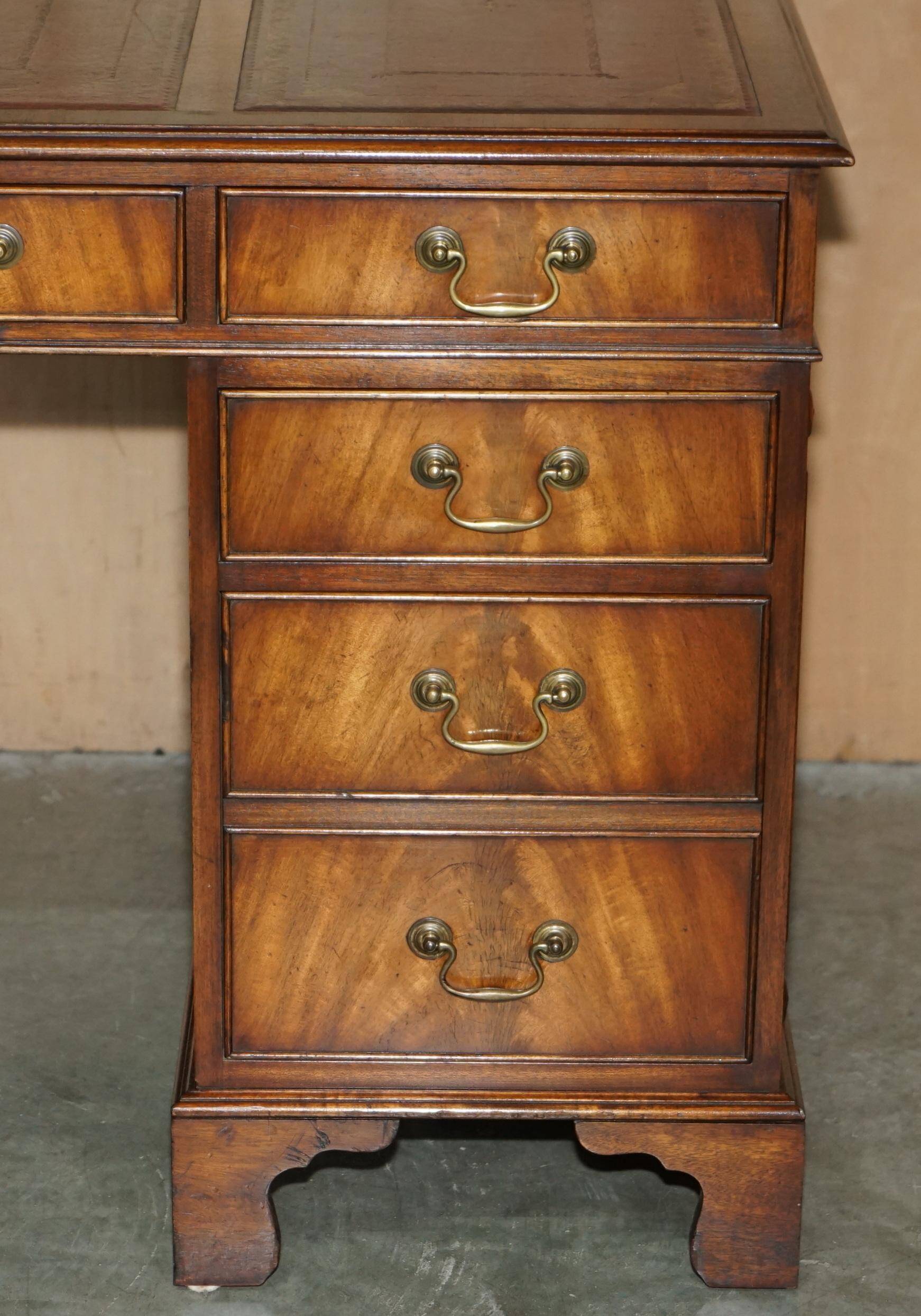 Partner desk Bevan Funnell in hardwood with leather top and gold leaf gilding.