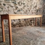 Old French oak console – Long and narrow farmhouse table 241 cm – Vichy hospital workshop from the 1950s