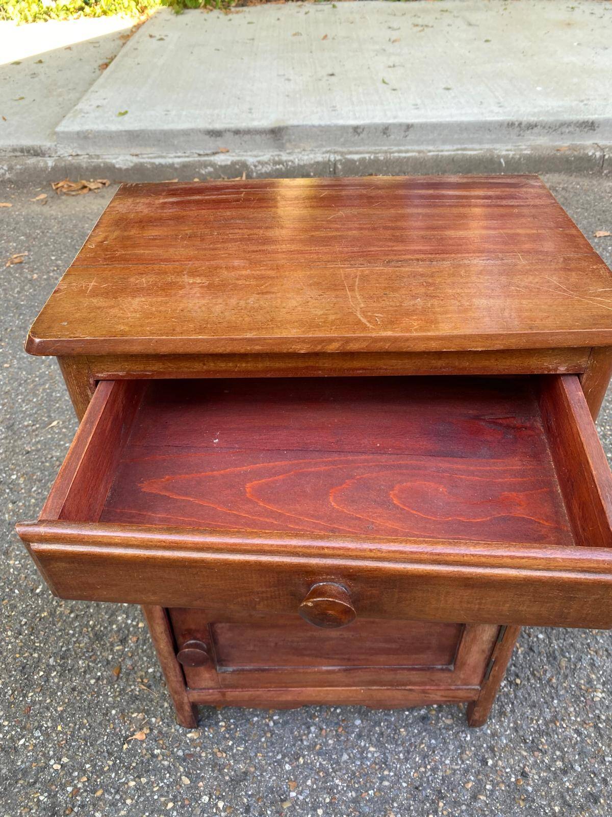 Art Deco bedside table in solid wood 1960