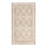1970s Turkish Oushak Handmade Wool Cotton Beige Area Rug115x202