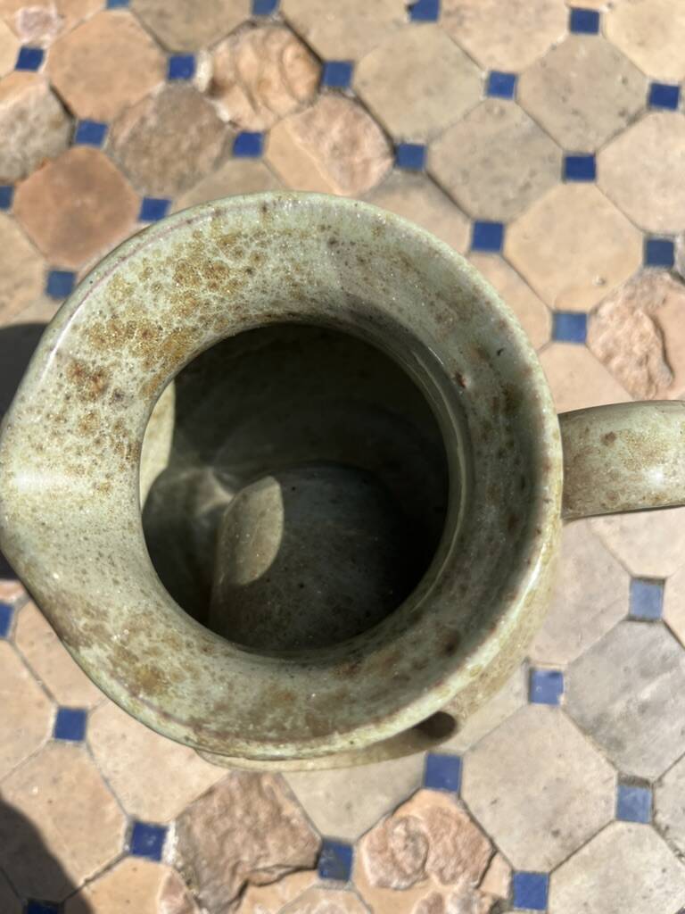 Vintage Vallauris ceramic pitcher with bark inclusions