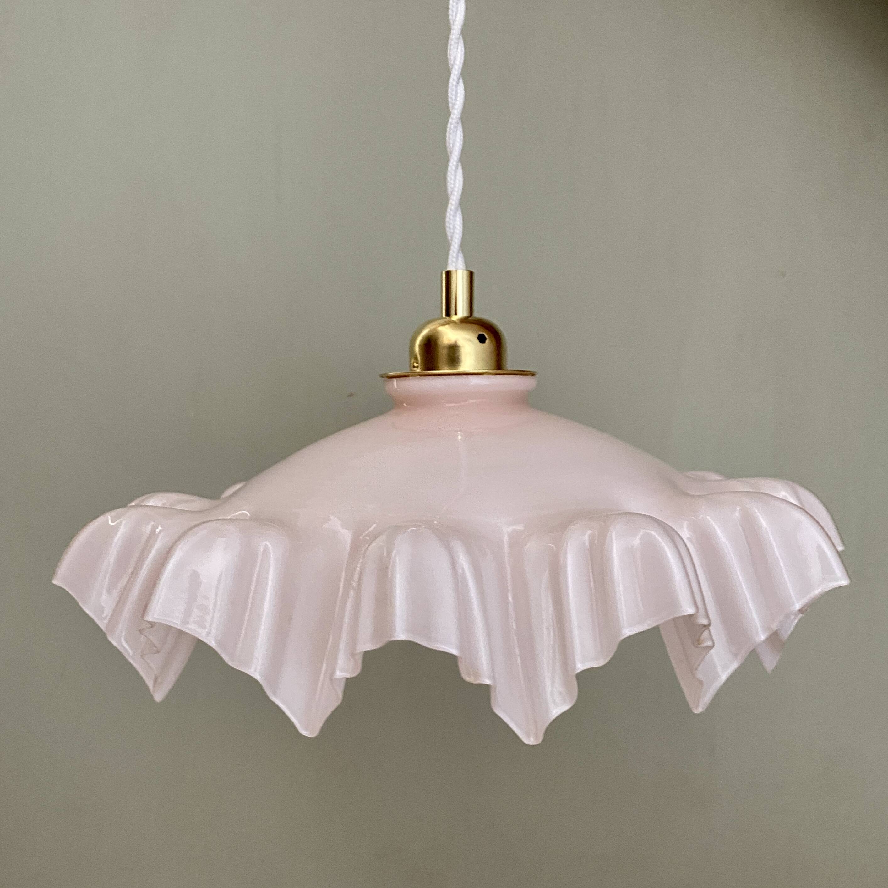 Vintage pink opaline lampshade pendant light