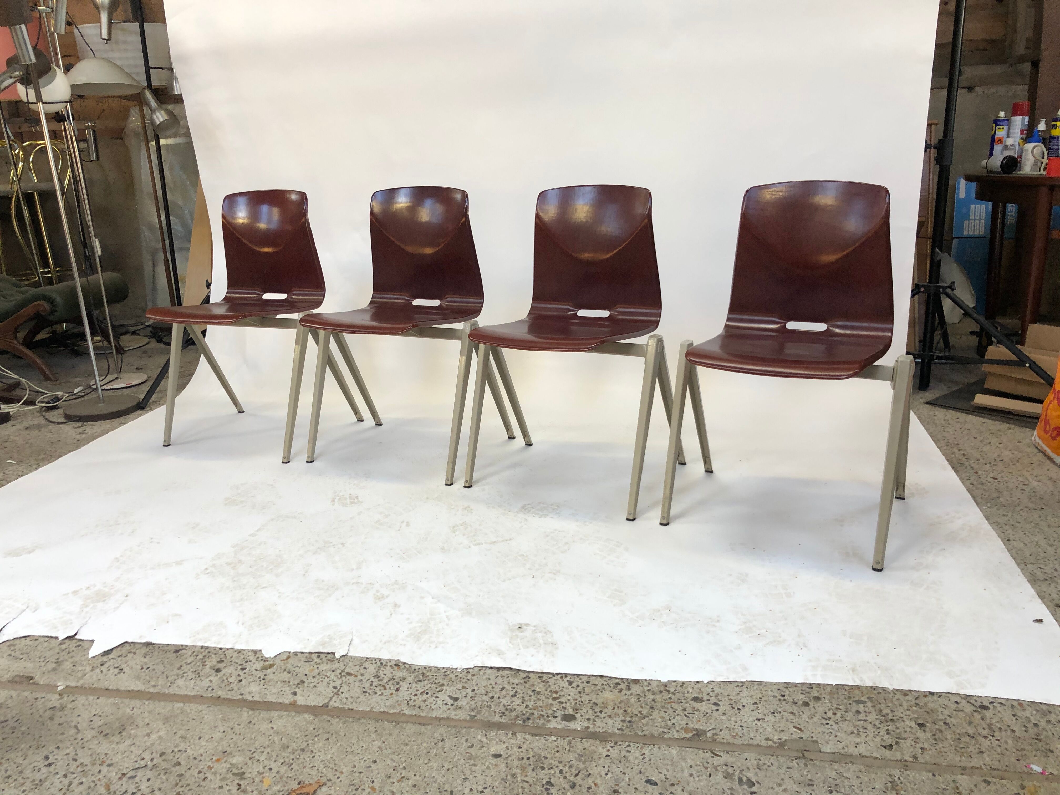 Lot of 4 vintage chairs Galvanitas S22 in the Netherlands