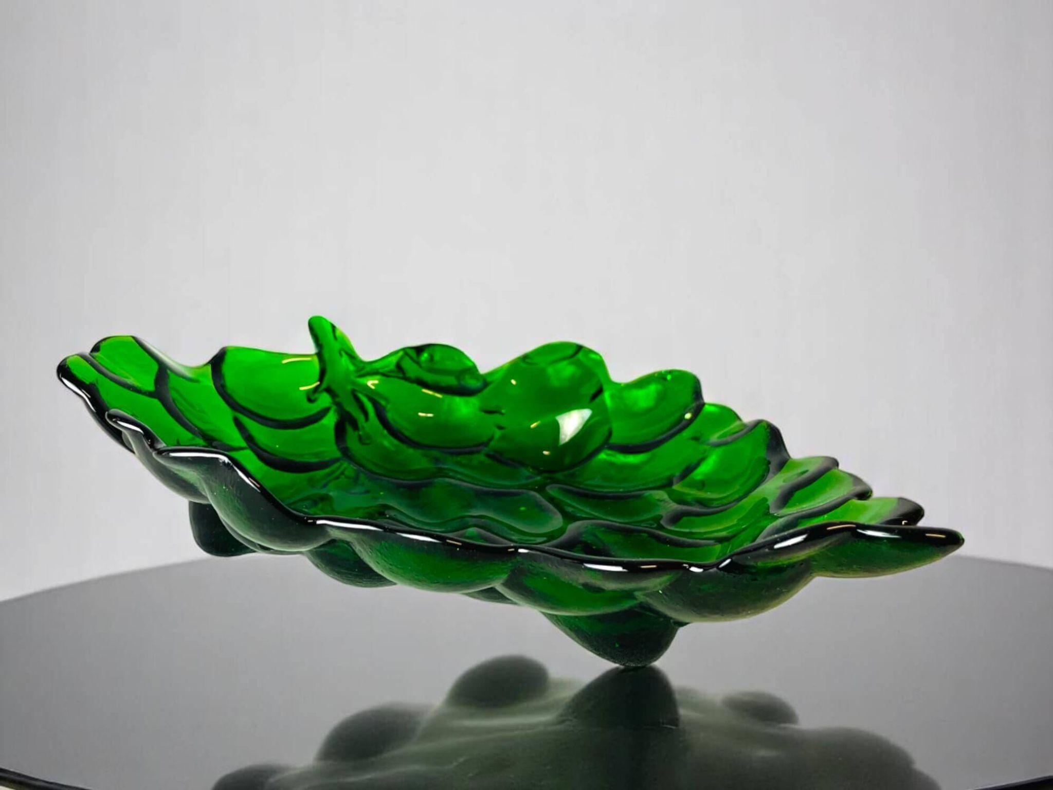 Green depression glass grape shaped vase