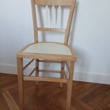 Refurbished wooden chair in beige porcelain