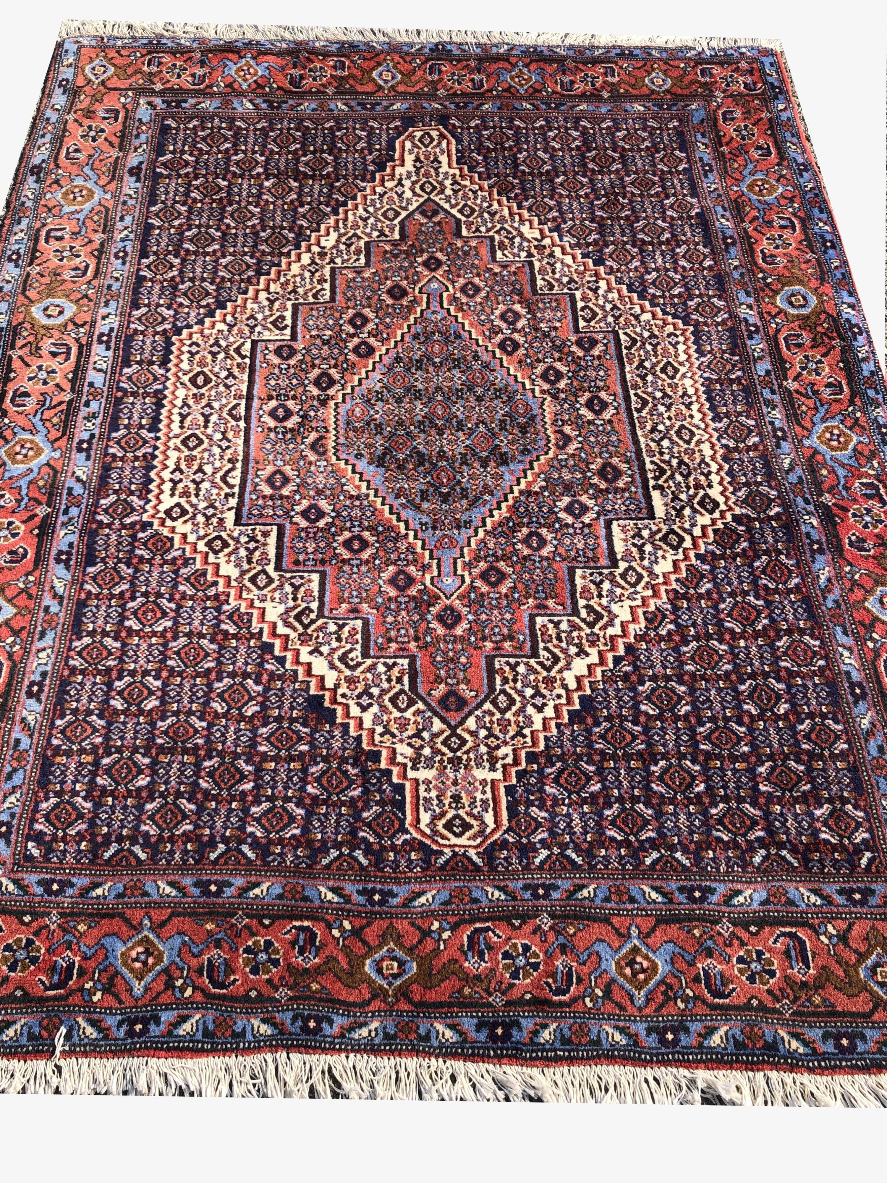 Oriental Persian Carpet Iranian Kurdish Tribe SENNEH : 1.25 X 1.60 M
