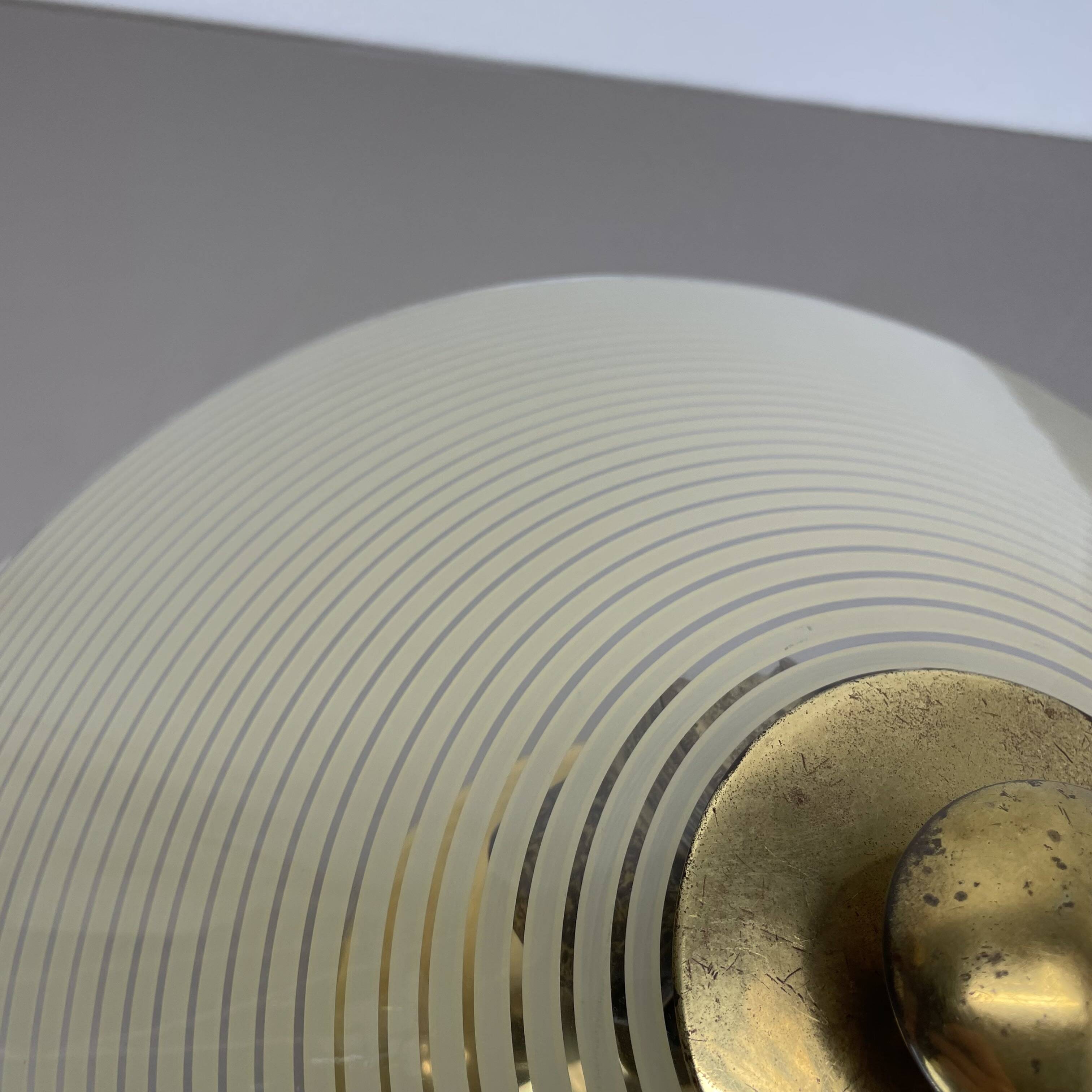 Modernist brass and glass Ceiling Flushmount Light, Italy 1950s