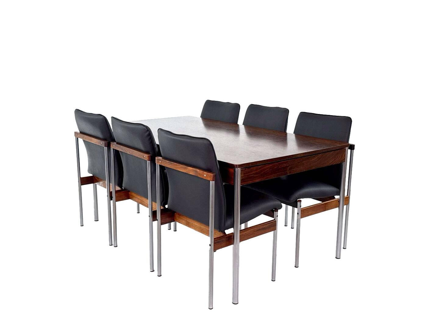 6 vintage rosewood dining chairs by C. Denekamp for Thereca