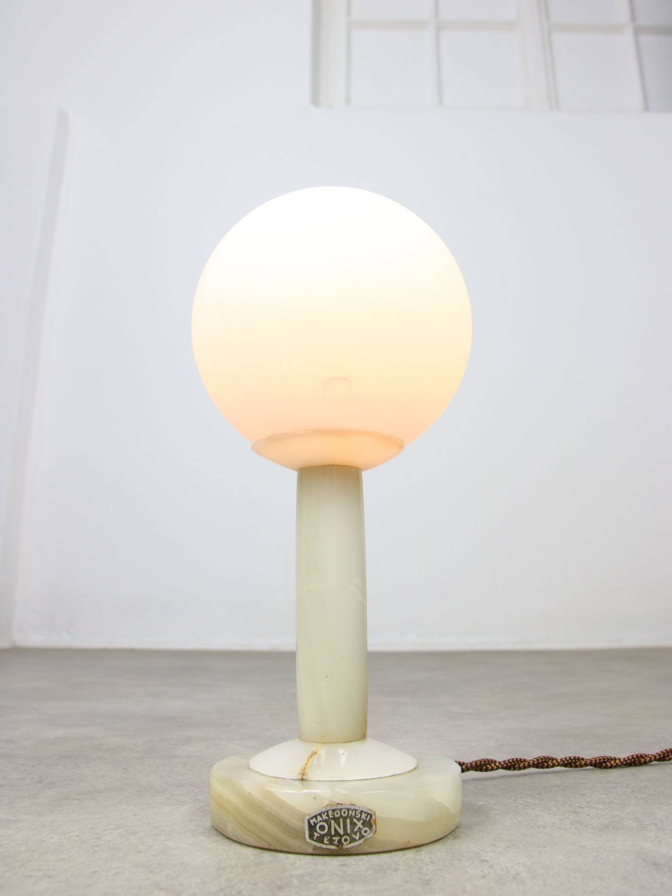 Vintage Onyx & Opaline Table Lamp, 1960s
