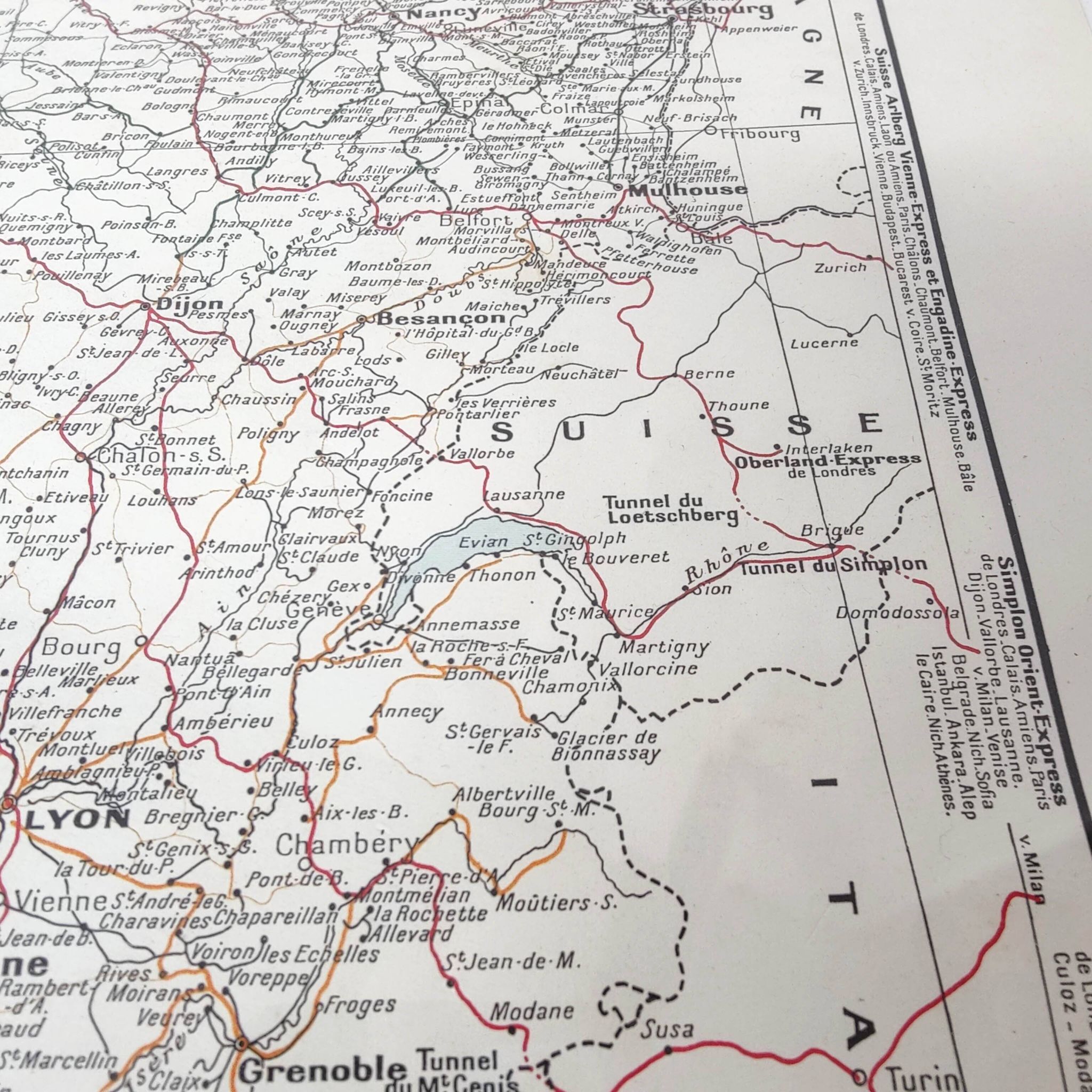 Old map of France in 1950, 43x43cm.