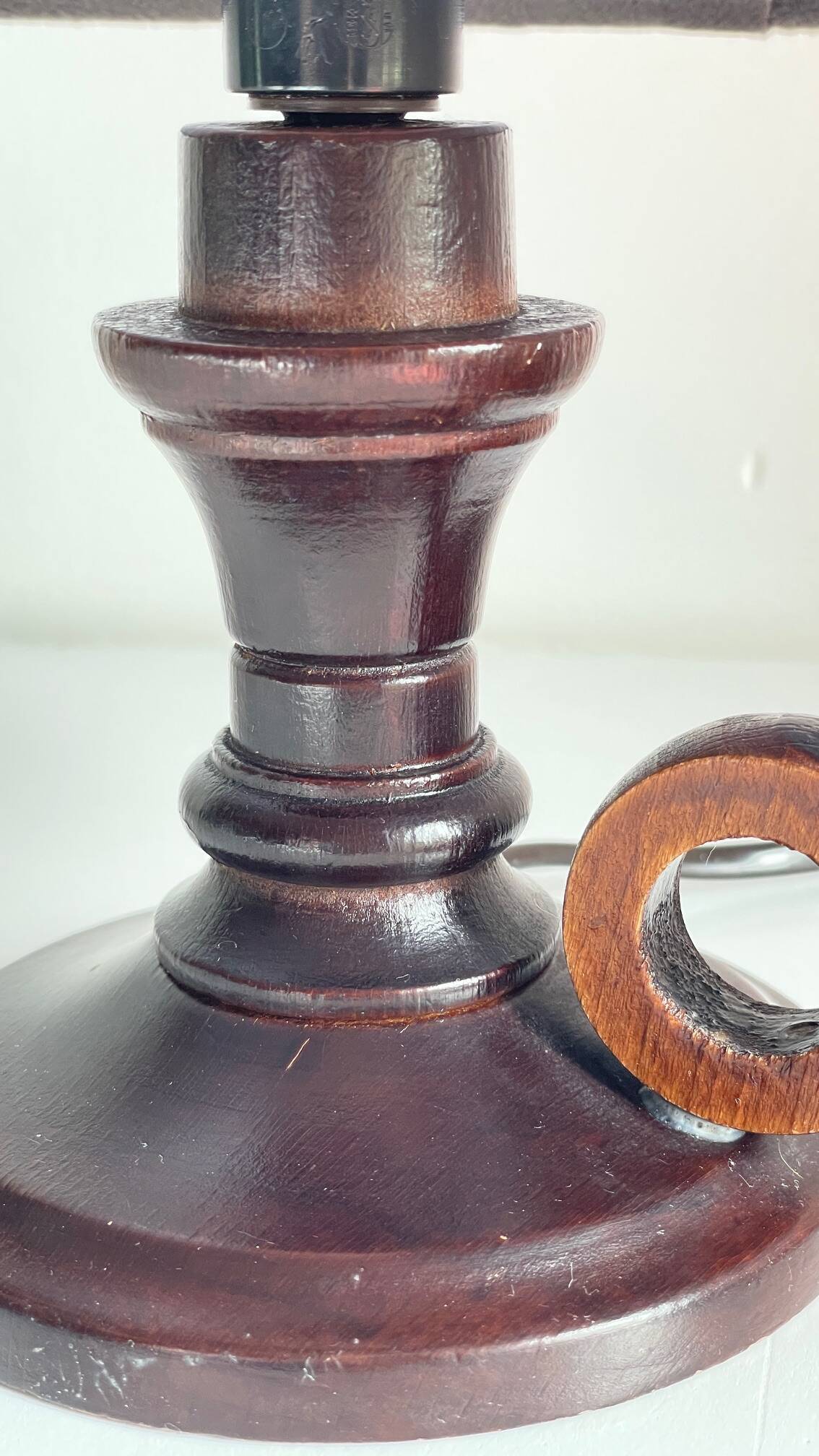 Vintage wooden candle holder lamp