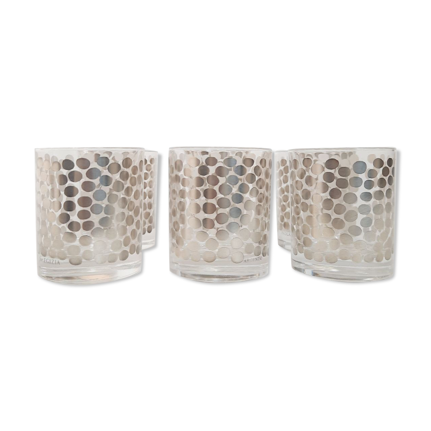 Set of glasses with 90s silver decoration Paola Navone for Egizia