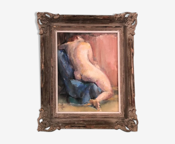 Tableau "La femme au fauteuil bleu"