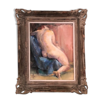 Tableau "La femme au fauteuil bleu"