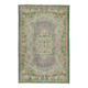 Vintage Turkish Rug in Shades of Green. Hand knotted Floral Medallion Design Carpet