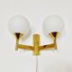 Set of 2 brass and opaline glass Sputnik wall lamps by Kaiser Leuchten