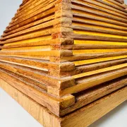 Teakwood Pyramid Table Lamp, Italy, 1970S