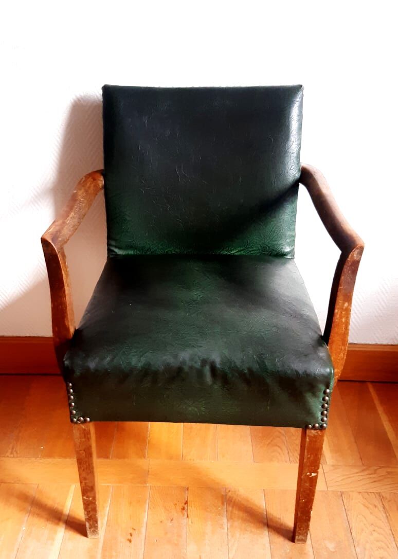 Pair of 1940 bridge armchairs in skaï