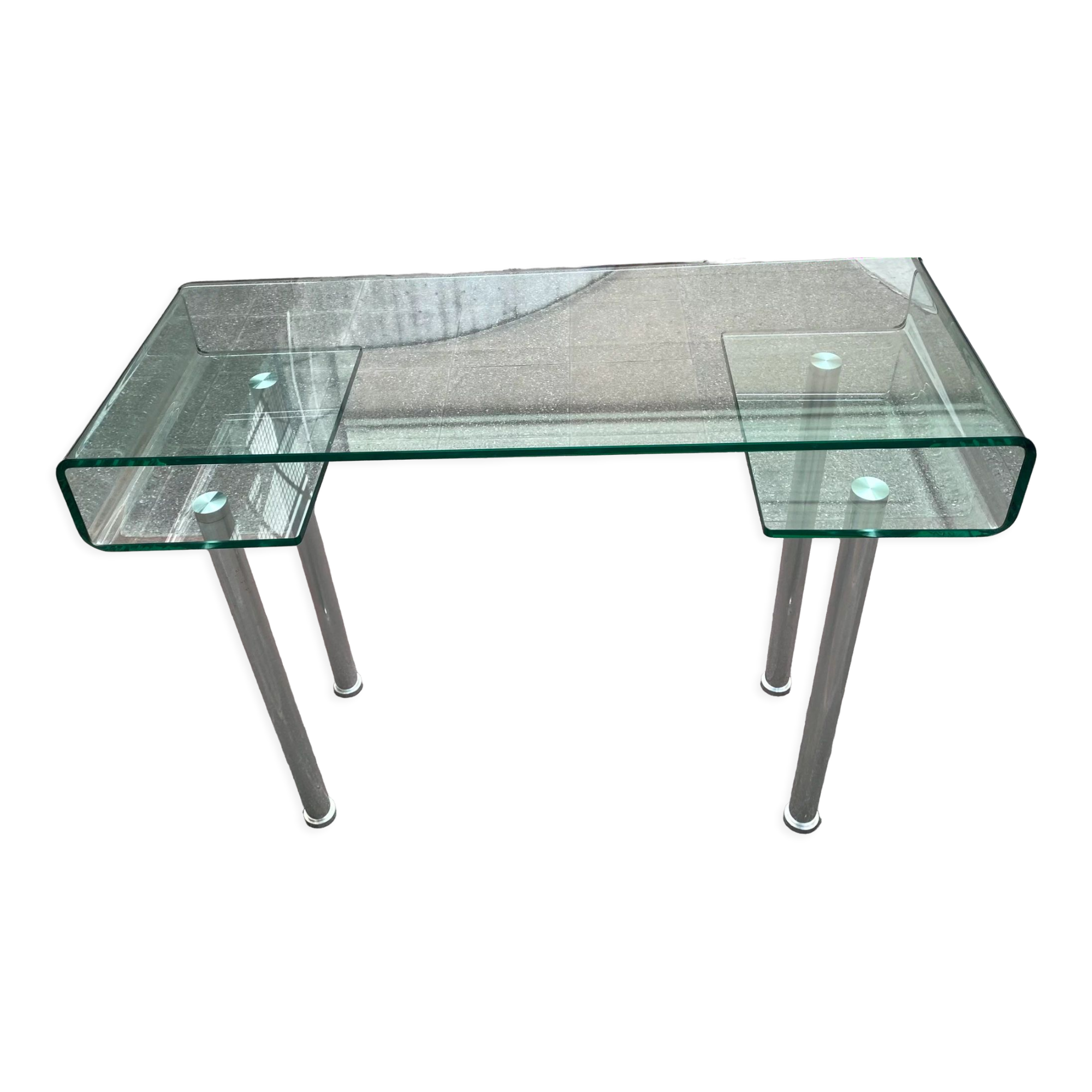 Glass desk - 80s